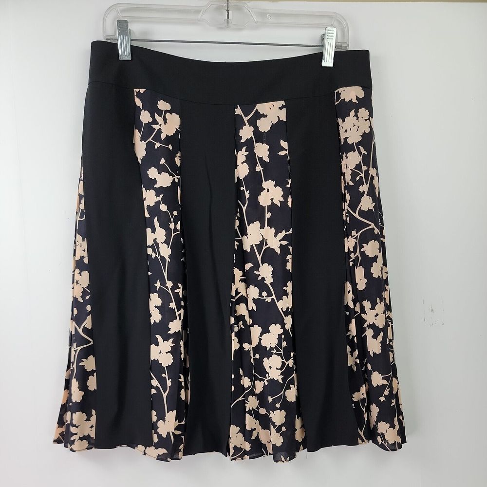 Michael Kors skirt womens size 10 Black and Tan silk A Line retail NWT
